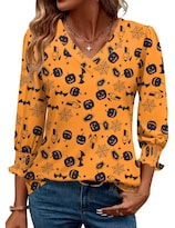 Camisa Rapbin Para Mujer Cuello En V Manga 3/4 Halloween Ghost M - Venta Internacional.