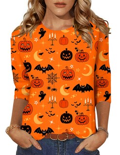 Foto 1 | Foto 1 | Camiseta Casual Tunic Zeagoo Para Halloween Con Mangas 3/4 Talla Xl - Venta Internacional.