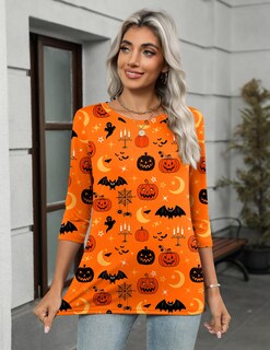 Foto 2 | Foto 2 | Camiseta Casual Tunic Zeagoo Para Halloween Con Mangas 3/4 Talla Xl - Venta Internacional.
