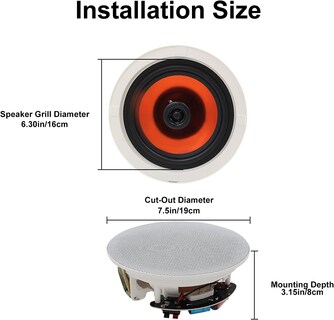 Foto 3 | Foto 3 | Altavoces De Techo Herdio Pasivos De Montaje Empotrado De 6.5 Pulgadas Y 600 W - Venta Internacional.
