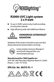 Foto 7 | Foto 7 | Purificador De Aire Reko Lighting R2000 Uv-c Para Conducto Hvac 120v - Venta Internacional.