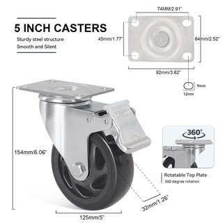Foto 2 | Foto 2 | Ruedas Caster Bzoliheu De 5 Cm  Resistentes  Con Freno  Juego De 4 - Venta Internacional.