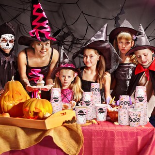 Foto 6 | Foto 6 | Vasos De Papel Whaline Con Diseño De Fantasmas De Halloween 266 Ml 50 Unidades Color Rosa - Venta Internacional.