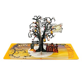 Foto 5 | Foto 5 | Tarjeta De Felicitación Con Diseño De Árbol Fantasma Con Forma De Truco O Trato Para Halloween Diseño 3d - Venta Internacional.