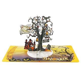 Foto 7 | Foto 7 | Tarjeta De Felicitación Con Diseño De Árbol Fantasma Con Forma De Truco O Trato Para Halloween Diseño 3d - Venta Internacional.