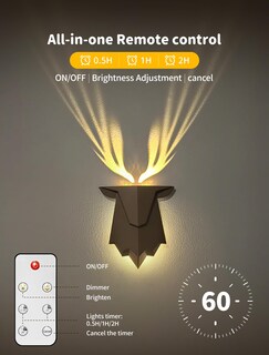 Foto 3 | Foto 3 | Luz Nocturna Tarinks Deer Wall Con Mando A Distancia Recargable - Venta Internacional.