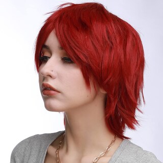 Foto 2 | Foto 2 | Peluca Benehair Corta Con Capas Puntiagudas De Anime Sintético Rojo Oscuro - Venta Internacional.