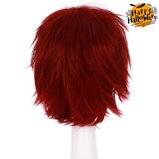 Foto 4 | Foto 4 | Peluca Benehair Corta Con Capas Puntiagudas De Anime Sintético Rojo Oscuro - Venta Internacional.