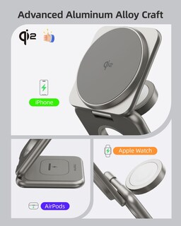 Foto 3 | Foto 3 | Cargador Inalámbrico Ku Xiu X40q 3 En 1 Para Apple Con Magsafe De 15 W - Venta Internacional.