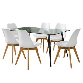 Foto 1 | Foto 1 | Set De Comedor Mesa Transparente Con Vidrio + 6 Sillas Tulip
