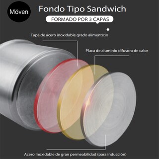 Foto 5 | Foto 5 | Olla 6 Litros De Acero Inoxidable Moven Con Tapa Alta