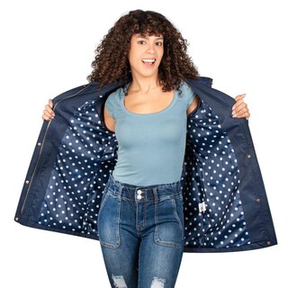 Foto 2 | Foto 2 | Chamarra Larga Con Gorro Ajustable Mujer Azul Marino