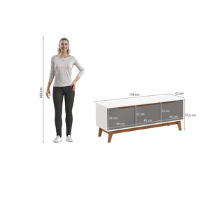 Foto 4 | Foto 4 | Mueble Tv 55'' Kappesberg 136cm Con 3 Puertas Blanco/gris