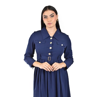 Foto 4 | Foto 4 | Vestido Camisero Con Cinturón Roman Fashion /juvenil 3835 (azul Marino) Azul Marino