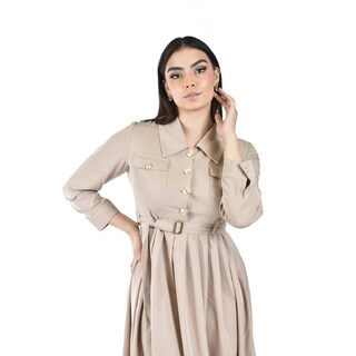 Foto 4 | Foto 4 | Vestido Camisero Con Cinturón Roman Fashion /juvenil 3835 (café) Cafe
