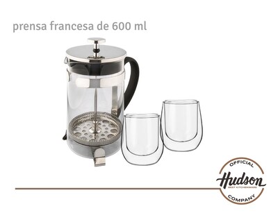 Foto 2 | Foto 2 | Set Hudson Cafetera Embolo Francesa 600ml + 2 Vasos Térmicos