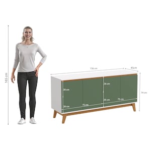 Foto 4 | Foto 4 | Aparador Bufetero Kappesberg 156cm 4 Puertas Blanco/verde