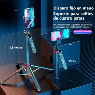 Foto 4 | Foto 4 | 1 8 M Tripie Para Selfie Stick Portátil Para Telefono Celular Con Luces Eo Safe Imports Esi-21736 Negro