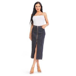 Foto 1 | Foto 1 | Falda De Mezclilla Con Cierre Roman Fashion/ Juvenil 4025 (mezclilla Tono Escuro) Gris Oscuro