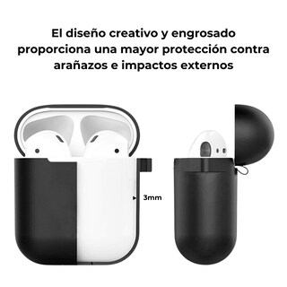 Foto 7 | Foto 7 | Funda De Silicona Compatible Con Airpods 1 Y 2 Generación Negra