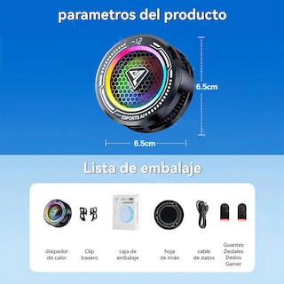 Foto 2 | Foto 2 | Ventilador De Teléfono Celular Inteligente Rgb Cooler Gamer Eo Safe Imports Esi-21746 Negro