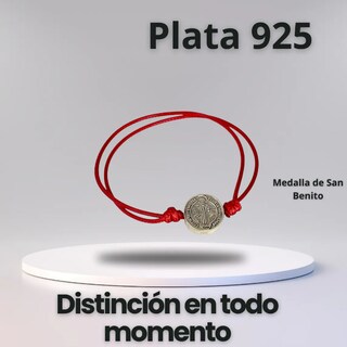 Foto 4 | Foto 4 | Pulsera Xtellar De San Benito Chapado En Plata 925 Oxidada Y Hilo Rojo Ajustable: Encanto Y Protección En 21 Cm