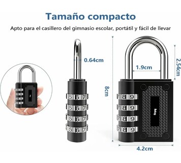 Foto 2 | Foto 2 | 2 Piezas Candados Belug De Combinación Negro 1.3inch Negro