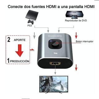 Foto 2 | Foto 2 | Switch Hdmi Belug 4k 3d 2 En 1 Bidireccional Conmutador Gris