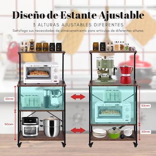 Foto 2 | Foto 2 | Estante Para Cocina  Estantería Resistente De 3 Niveles Marrón Gomyhome