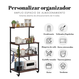 Foto 3 | Foto 3 | Estante Para Cocina  Estantería Resistente De 3 Niveles Marrón Gomyhome