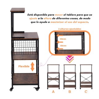 Foto 4 | Foto 4 | Estante Para Cocina  Estantería Resistente De 3 Niveles Marrón Gomyhome