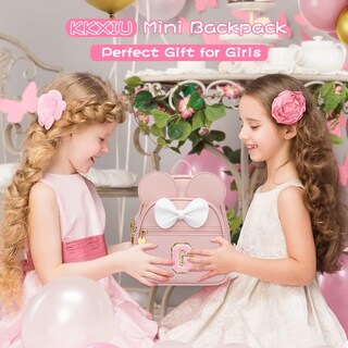 Foto 2 | Foto 2 | Minimochila Kkxiu Con Iniciales En Forma De Lazo Para Niñas Piel Sintética Rosa - Venta Internacional.