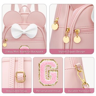 Foto 4 | Foto 4 | Minimochila Kkxiu Con Iniciales En Forma De Lazo Para Niñas Piel Sintética Rosa - Venta Internacional.