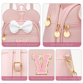 Foto 4 | Foto 4 | Minimochila Kkxiu Con Iniciales En Forma De Lazo Para Niñas Piel Sintética Rosa - Venta Internacional.