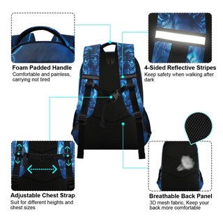 Foto 6 | Foto 6 | Mochila Wevibofu Blue White Tiger Lightning Para Niños De 6 A 12 Años - Venta Internacional.