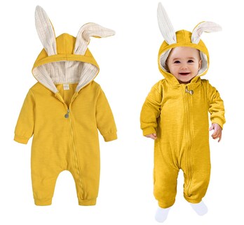 Foto 1 | Foto 1 | Disfraz Agqt Para Bebés Y Niños  Mameluco Con Orejas De Conejo  Amarillo  De 3 A 6 Meses - Venta Internacional.