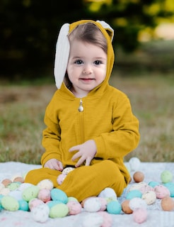 Foto 2 | Foto 2 | Disfraz Agqt Para Bebés Y Niños  Mameluco Con Orejas De Conejo  Amarillo  De 3 A 6 Meses - Venta Internacional.