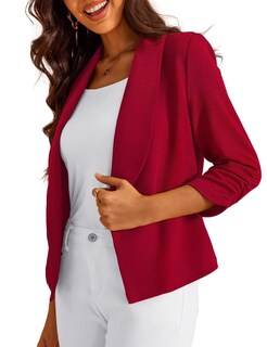 Foto 1 | Foto 1 | Blazer Gomee Para Mujer  Manga 3/4  Corta  Color Rojo  Talla S - Venta Internacional.
