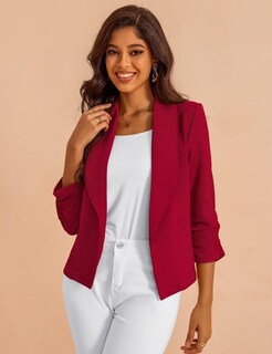 Foto 2 | Foto 2 | Blazer Gomee Para Mujer  Manga 3/4  Corta  Color Rojo  Talla S - Venta Internacional.
