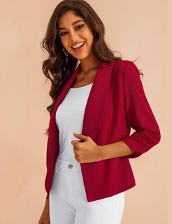 Foto 3 | Foto 3 | Blazer Gomee Para Mujer  Manga 3/4  Corta  Color Rojo  Talla S - Venta Internacional.