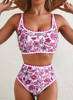Foto 3 | Foto 3 | Conjunto De Bikini Herseas Con Bloques De Color Floral De Cintura Alta Para Mujer Rosa - Venta Internacional.