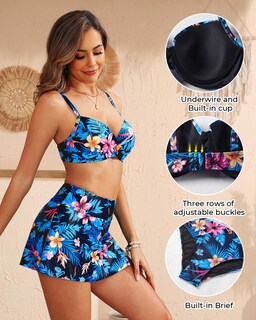 Foto 2 | Foto 2 | Bikini Yonique Para Mujer Con Aros Y Falda Push Up 2025 Azul M - Venta Internacional.