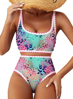 Foto 1 | Foto 1 | Conjunto De Bikini Herseas Trajes De Baño Con Estampado De Leopardo Cintura Alta Talla Xs - Venta Internacional.