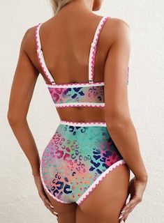 Foto 2 | Foto 2 | Conjunto De Bikini Herseas Trajes De Baño Con Estampado De Leopardo Cintura Alta Talla Xs - Venta Internacional.