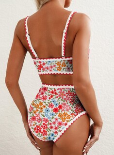 Foto 2 | Foto 2 | Conjunto De Bikini Herseas De Cintura Alta Con Ribete De Bloques De Color Floral Para Mujer - Venta Internacional.