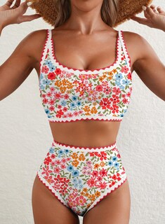 Foto 3 | Foto 3 | Conjunto De Bikini Herseas De Cintura Alta Con Ribete De Bloques De Color Floral Para Mujer - Venta Internacional.