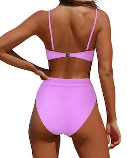 Foto 2 | Foto 2 | Conjunto De Bikini Moshengqi Para Mujer Con Tirantes Finos Cintura Alta Morado - Venta Internacional.