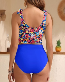 Foto 3 | Foto 3 | Traje De Baño Yonique 2 Unidades 2025 Cintura Alta Control De Barriga Estampado Floral - Venta Internacional.