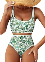 Conjunto De Bikini Herseas Para Mujer  Cintura Alta  Estampado Floral  Talla S - Venta Internacional.