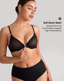 Foto 2 | Foto 2 | Sujetador Inlyric Cosnufy Con Cierre Frontal Transparente Demi Black 38b Para Mujer - Venta Internacional.
